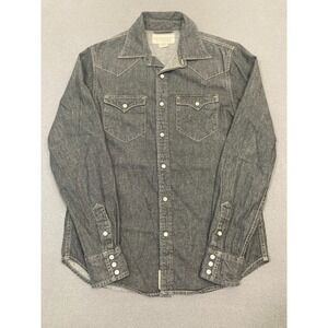 Ralph‎ Lauren Denim & Supply Shirt Mens Small Black Western Pearl Snap Chambray